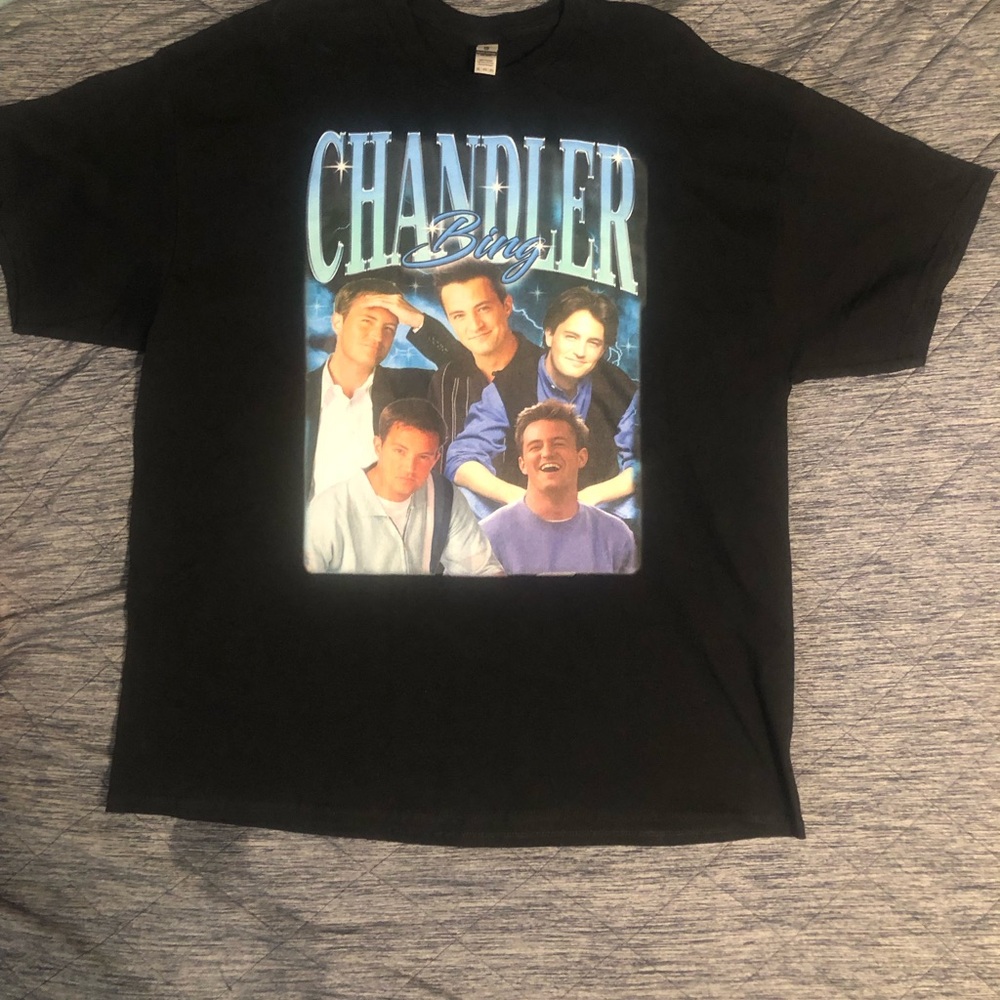Gildan Black Chandler Graphic Tee with Blue Print